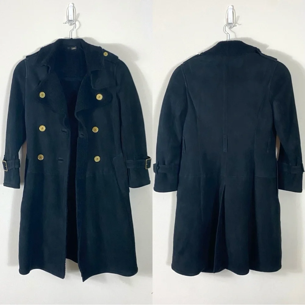RARE COACH Genuine Leather Real Shearling Coat with Gold Buttons AUTHENTIC - 4